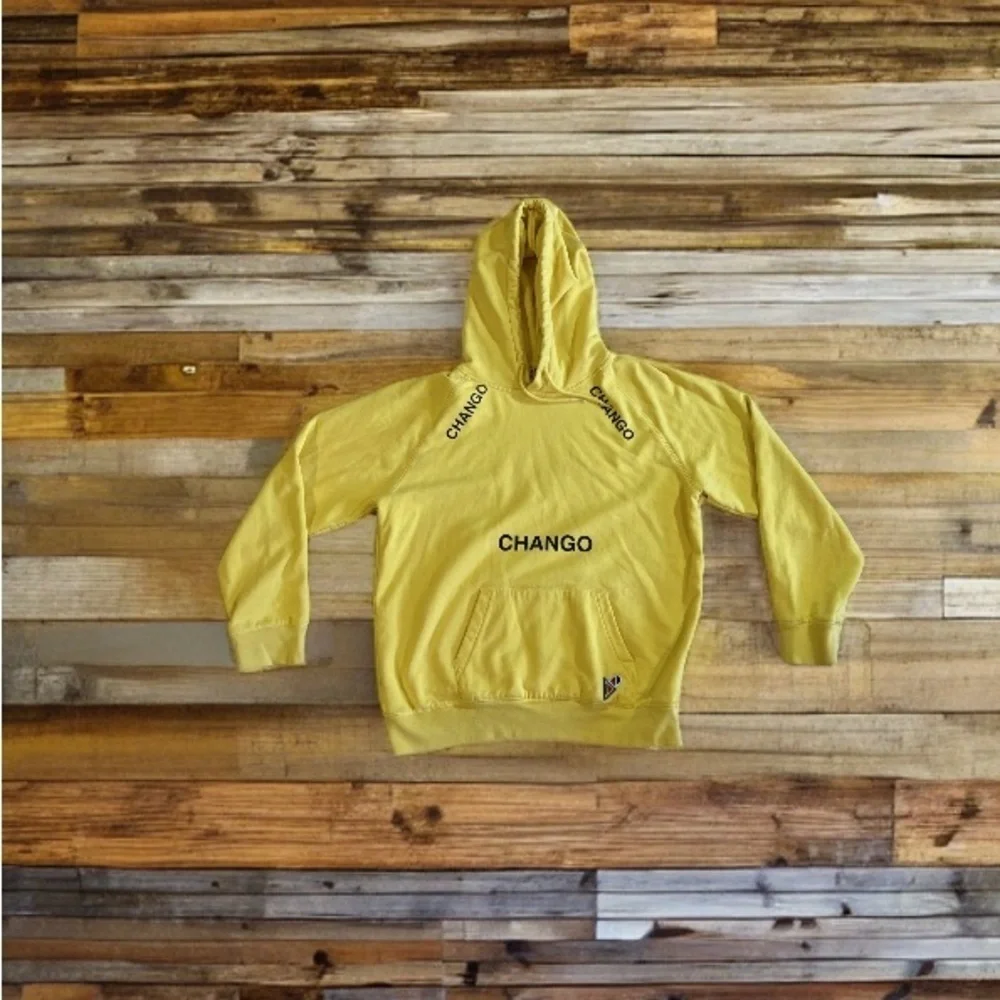 Hoodies chango sweater yellow Cotton one big pocket tie hoodie